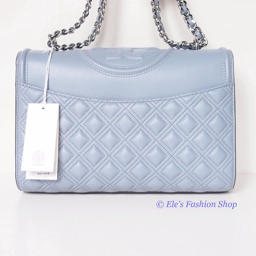 NWT Tory Burch Fleming Small Leather Shoulder Crossbody Bag CLOUD BLUE Authentic - Picture 12 of 15